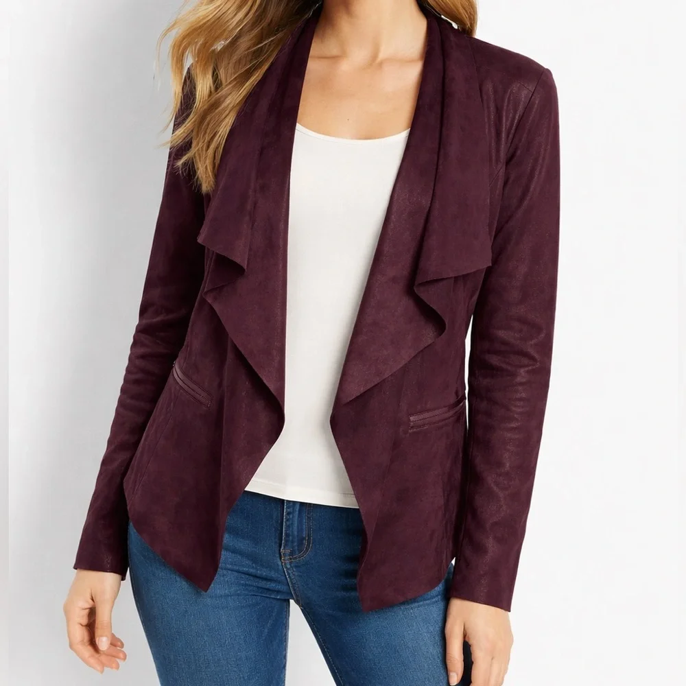 Women’s Worthington Deep Burgundy Open Drape Blazer. Size S - Picture 1 of 10